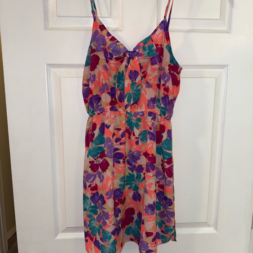 I Love H81 Bright Neon Pink Floral Sleeveless Dress with Bow Accent 🎀 - Picture 4 of 7